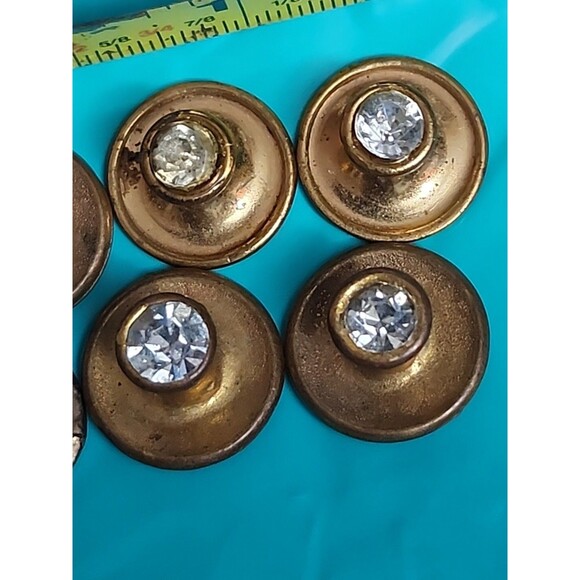 Set of 6 Vintage Men’s Rhinestone Shirt Studs & Cufflinks Brass Metal Collecti - Picture 3 of 5